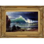 Albert Bierstadt "The Shore of the Turquoise Sea" Oil Painting