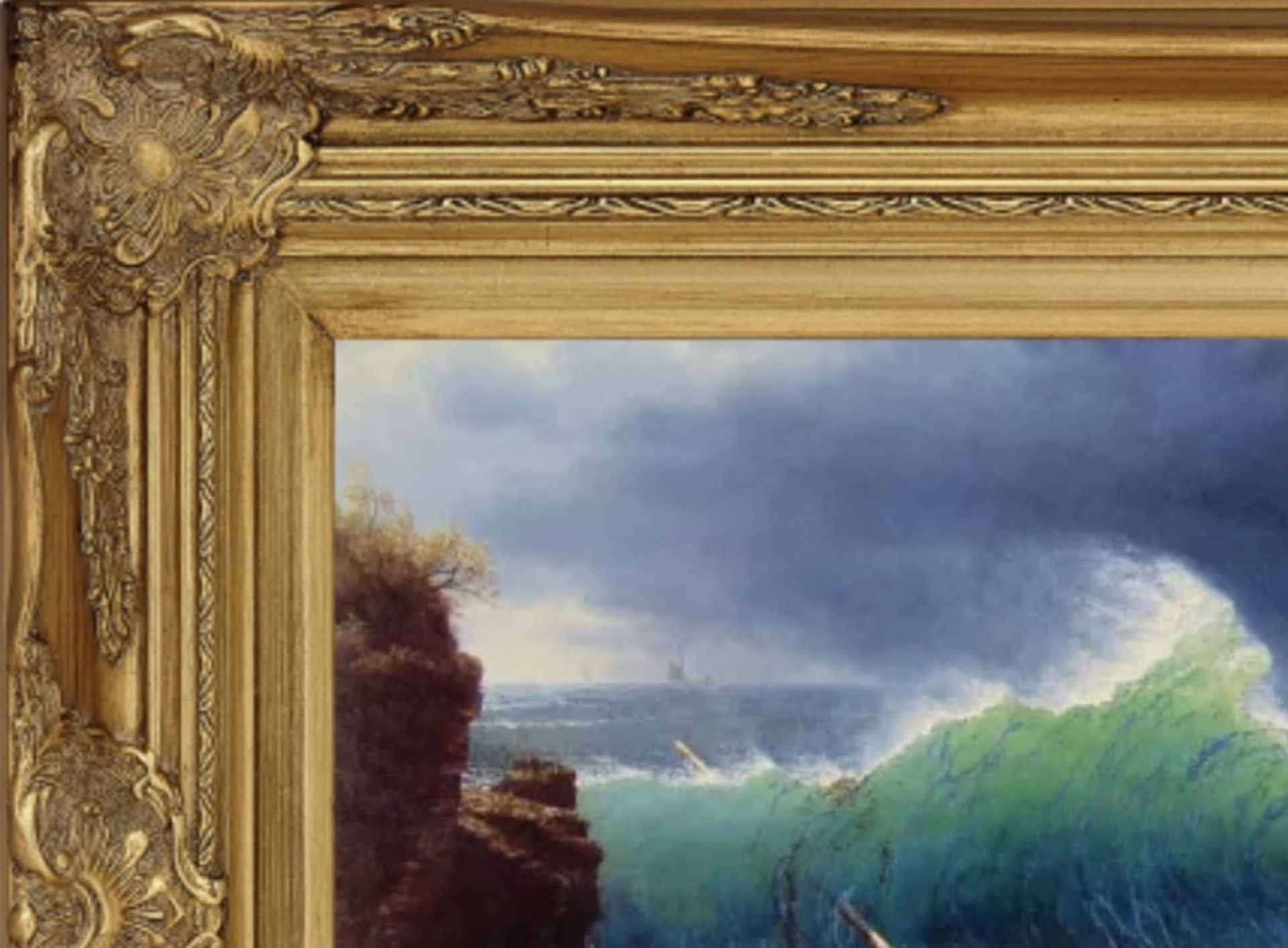 Albert Bierstadt "The Shore of the Turquoise Sea" Oil Painting - Bild 3 aus 5