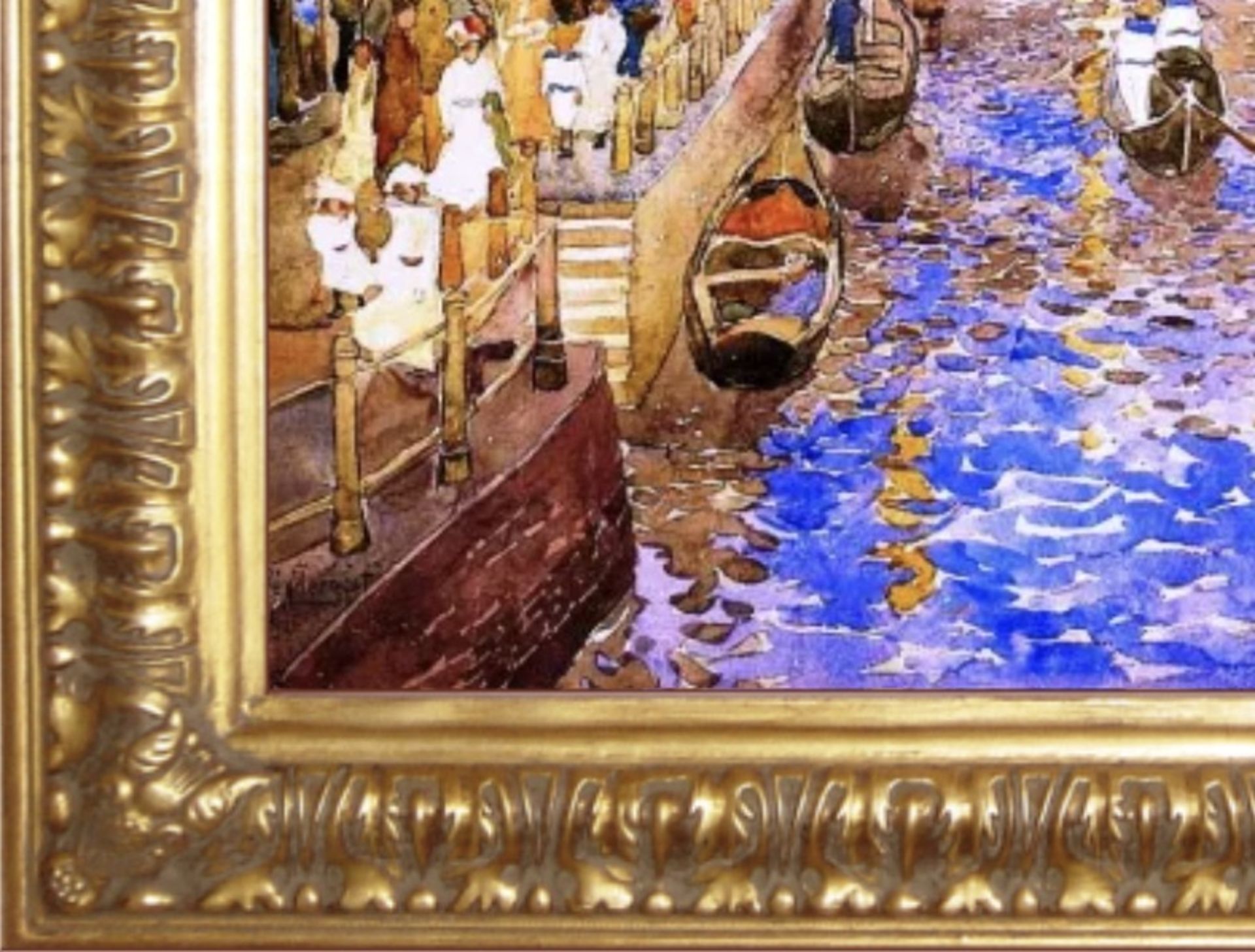 Maurice Brazil Prendergast "Venetian Canal Scene" Oil Painting - Image 4 of 5