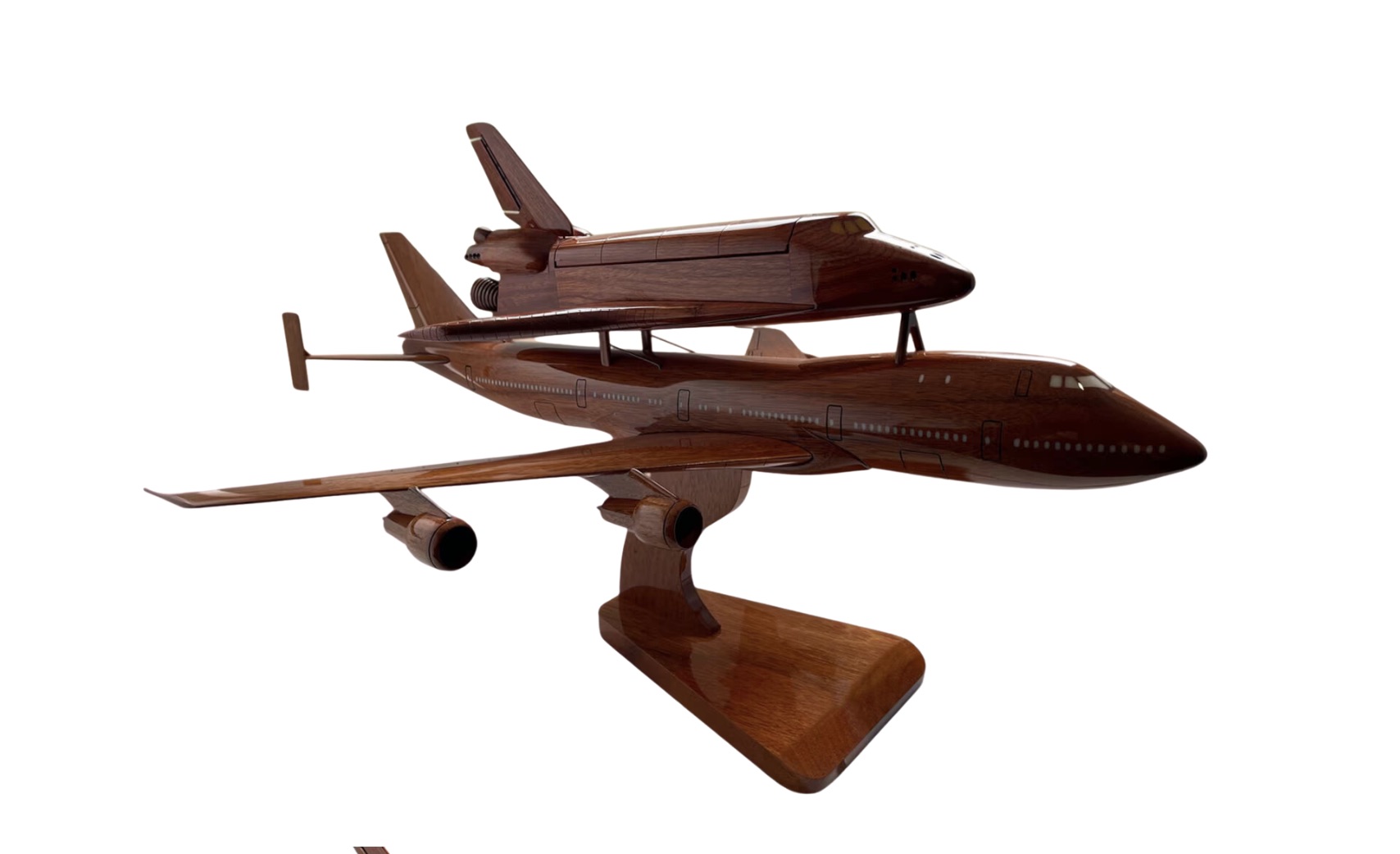 Boeing 747 with Space Shuttle Wooden Scale Model