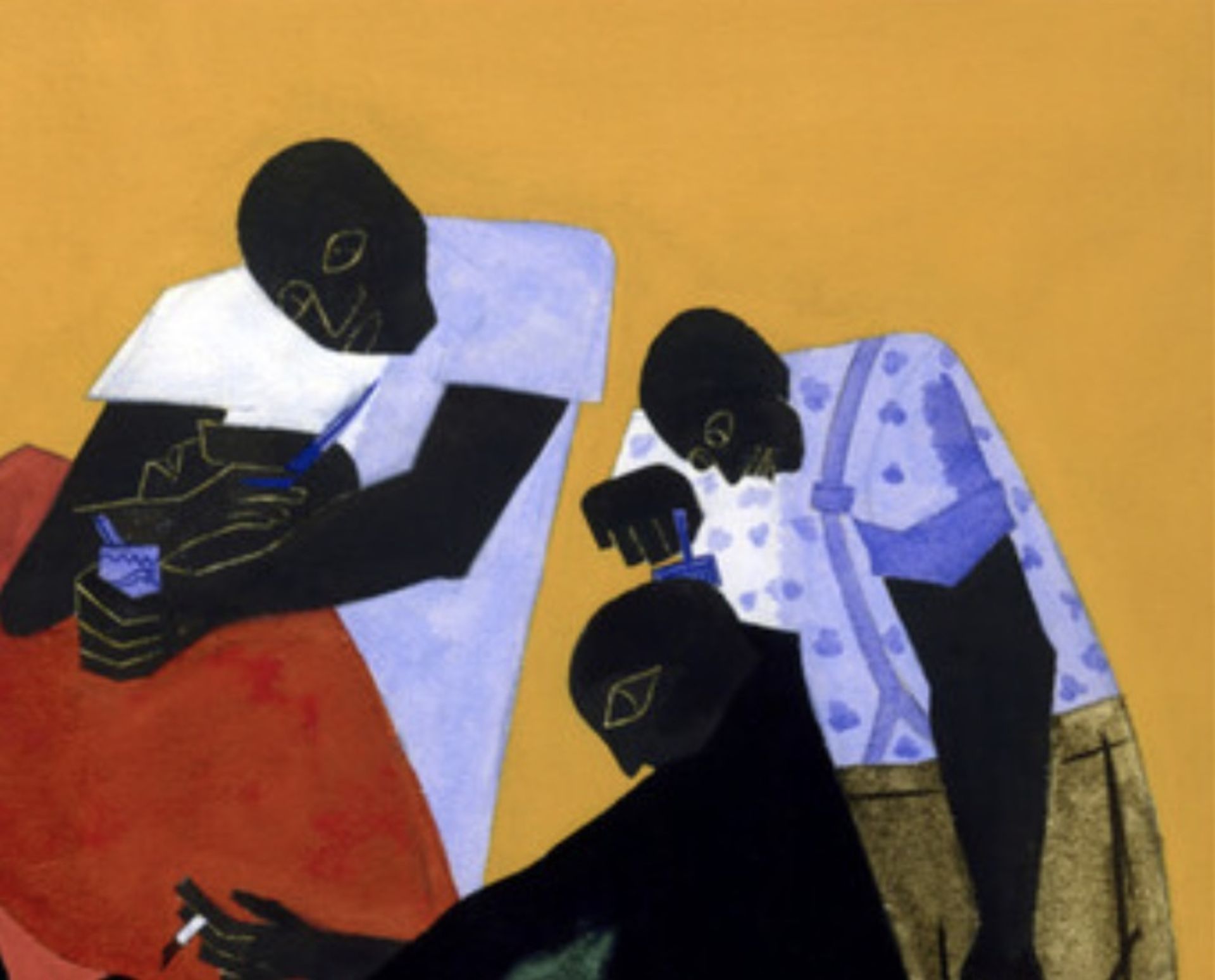 Jacob Lawrence "Barber Shop" Offset Lithograph - Image 4 of 5