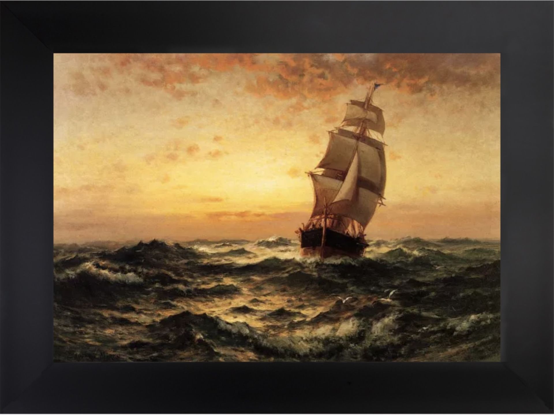 Edward Moran "Ship at Sea" Painting