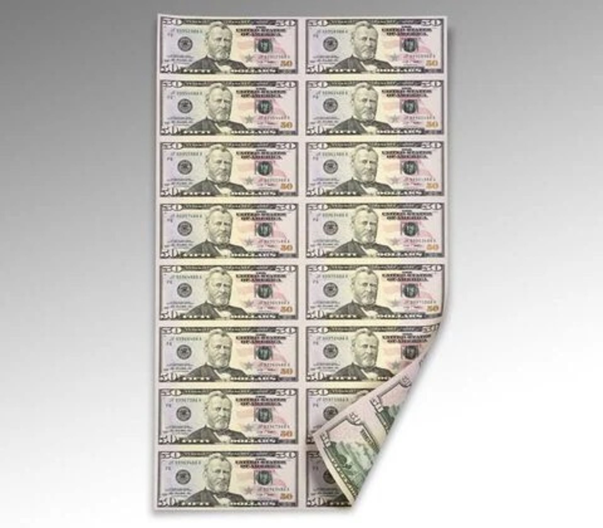 Set of 16 Uncut $50 Bills