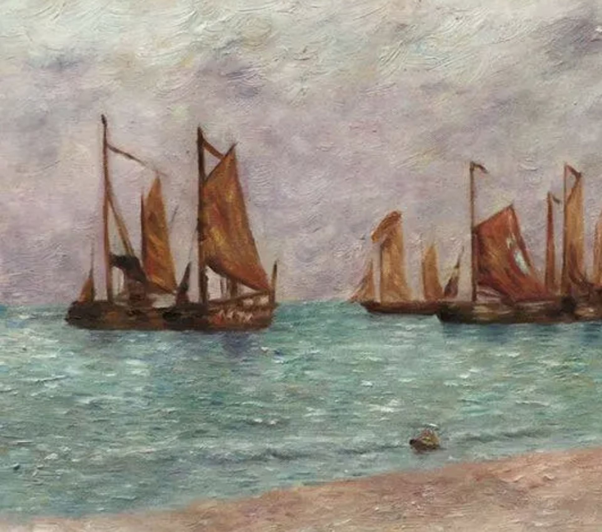 Eugene Boudin "The Beach at Scheveningen, 1890" Oil Painting - Image 5 of 5