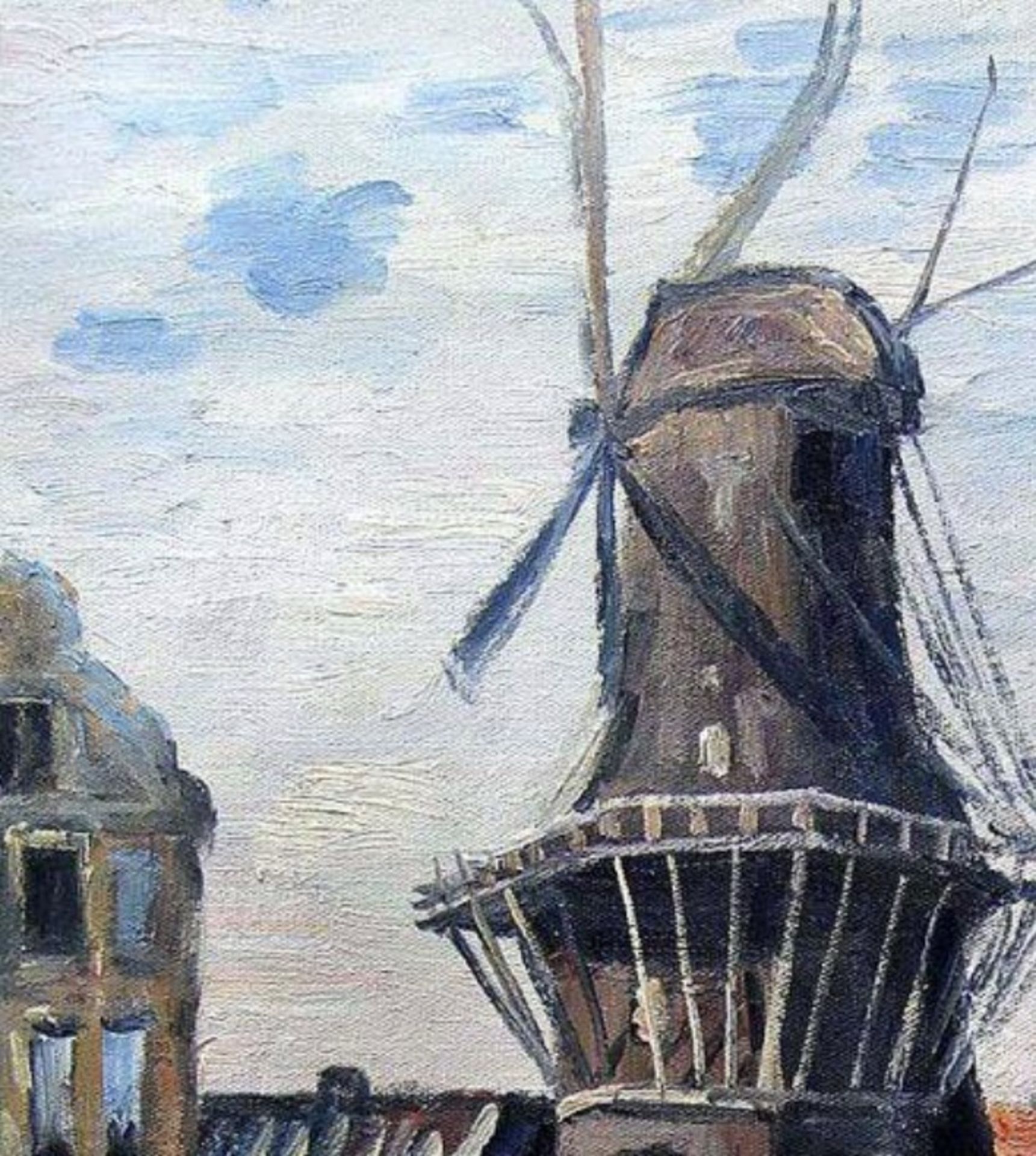 Claude Monet "Windmill on the Onbekende Canal, Amsterdam, 1874" Oil Painting - Bild 3 aus 5