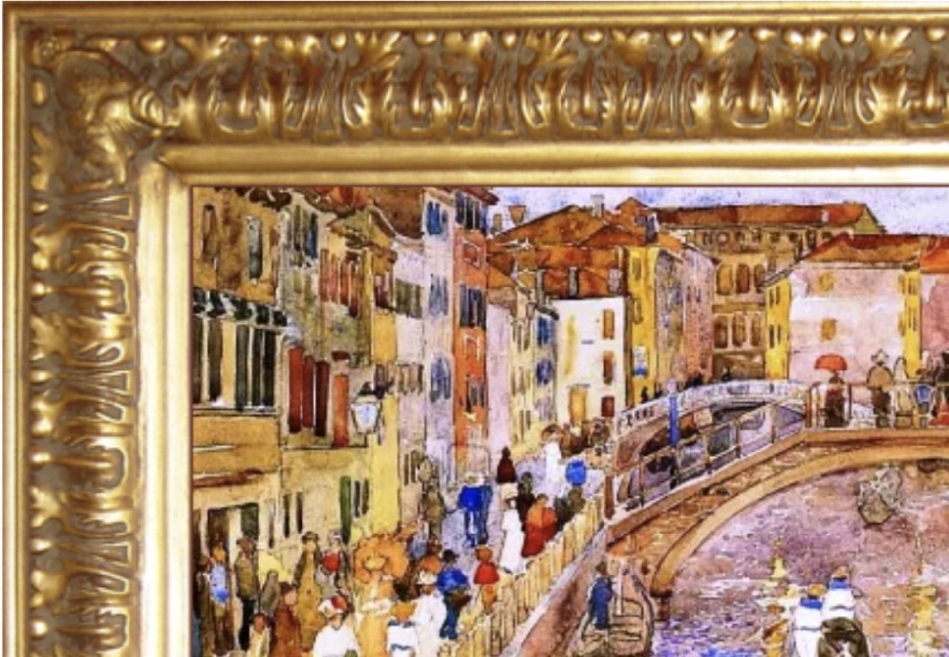 Maurice Brazil Prendergast "Venetian Canal Scene" Oil Painting - Image 3 of 5