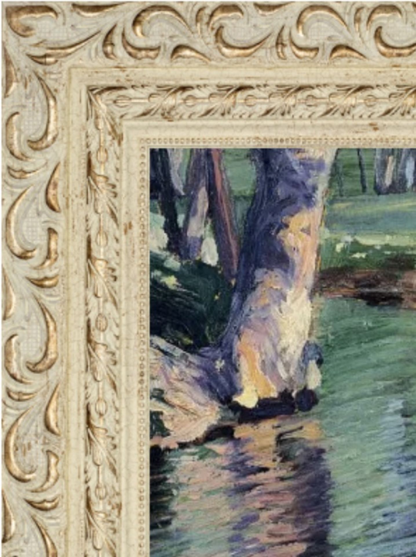 Egon Schiele "Trees Mirrored in a Pond" Oil Painting - Image 5 of 5