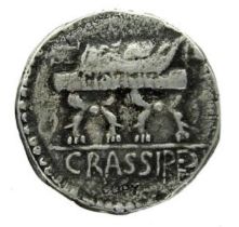 P. Furius Crassipes Denarius 85 BC Coin