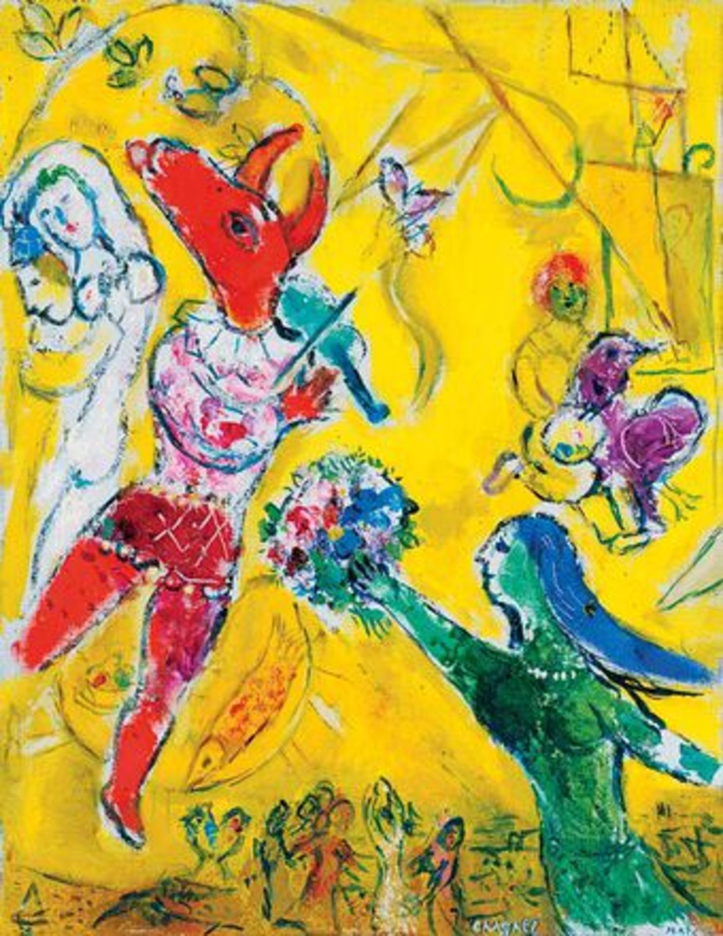 Marc Chagall "The Dance and the Circus, 1950" Offset Lithograph