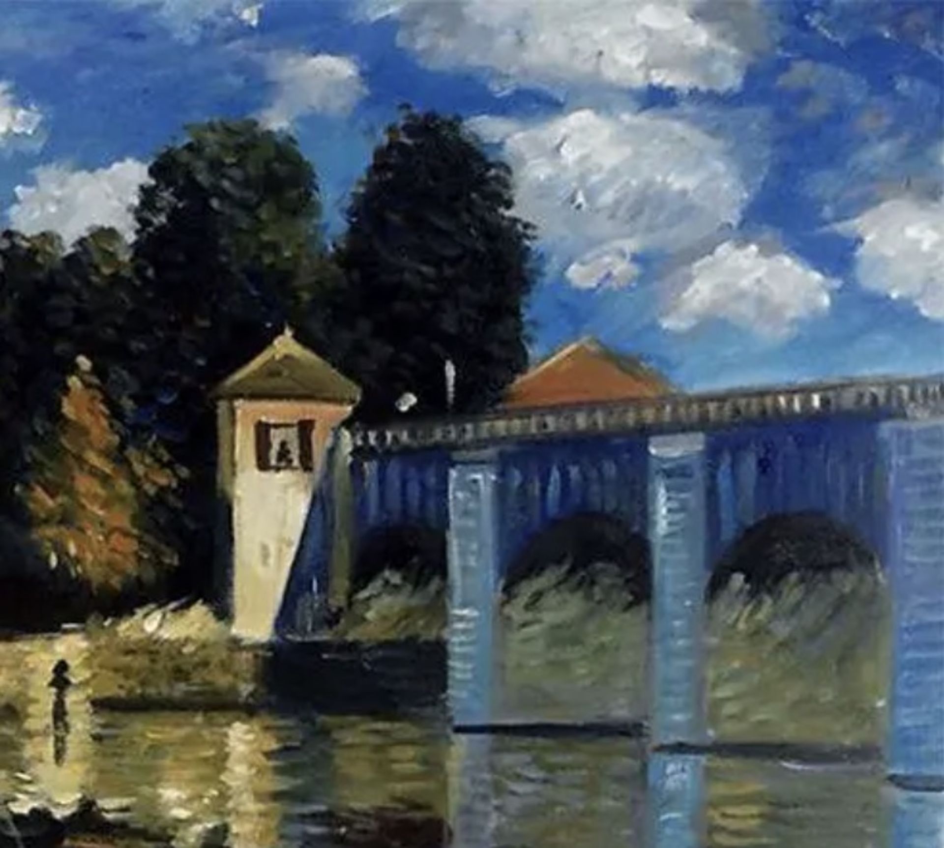 Claude Monet "The Road Bridge at Argenteuil, 1874" Oil Painting - Image 4 of 5
