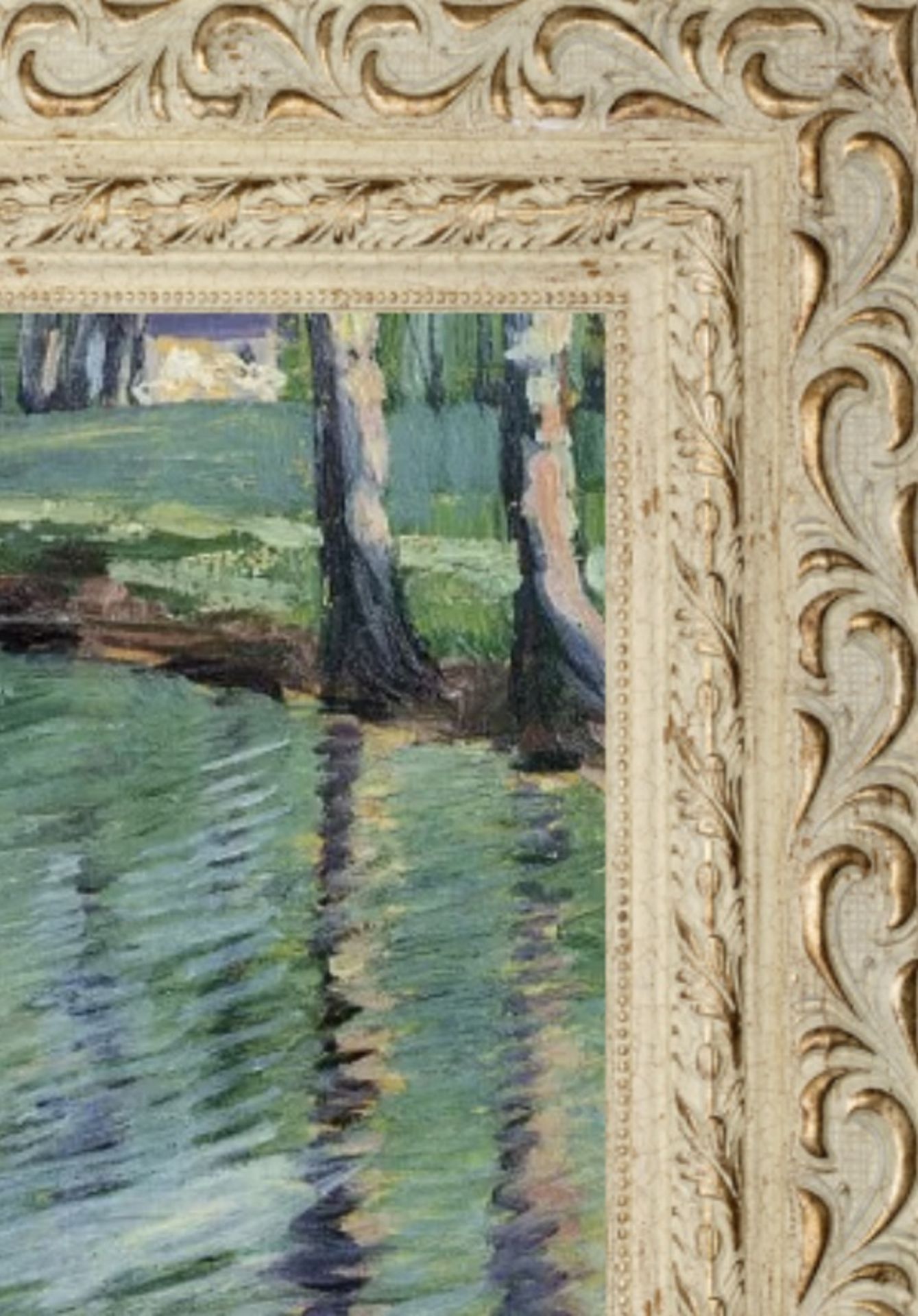 Egon Schiele "Trees Mirrored in a Pond" Oil Painting - Bild 3 aus 5