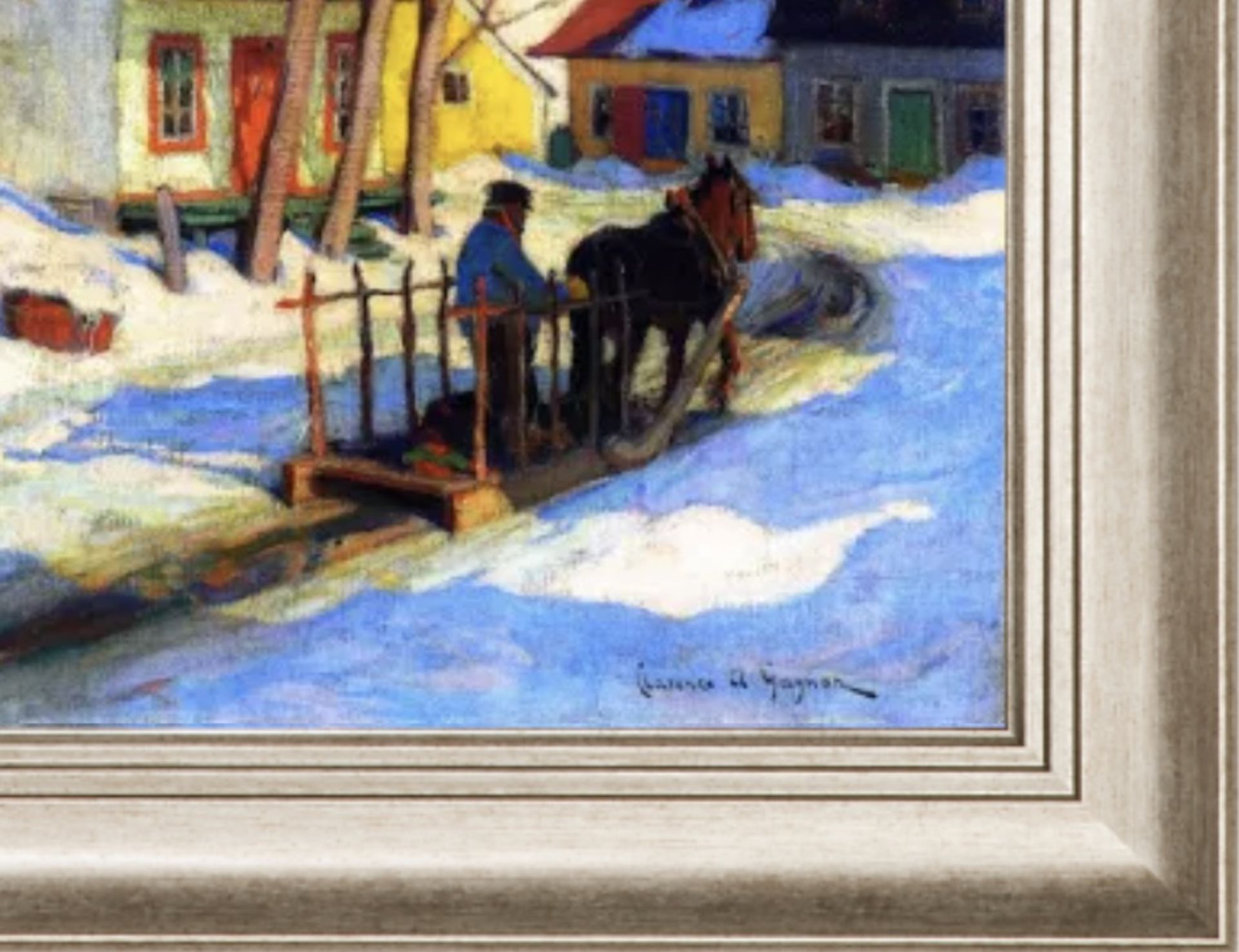 Clarence Gagnon "Quebec Village Street, Winter" Oil Painting - Bild 2 aus 5