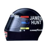 James Hunt F1 Helmet, Bell, Aluminum Wall Garage Display