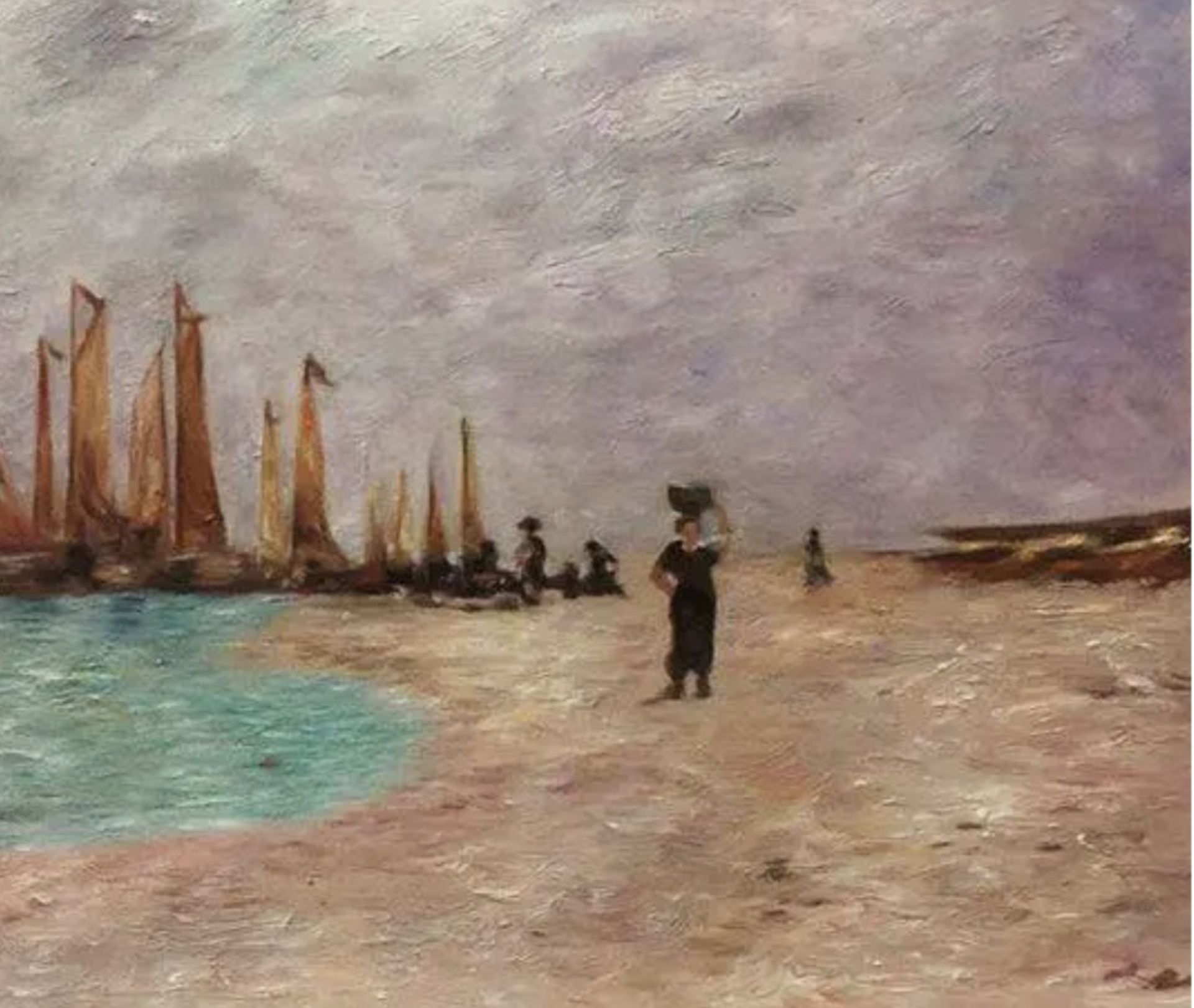 Eugene Boudin "The Beach at Scheveningen, 1890" Oil Painting - Image 2 of 5