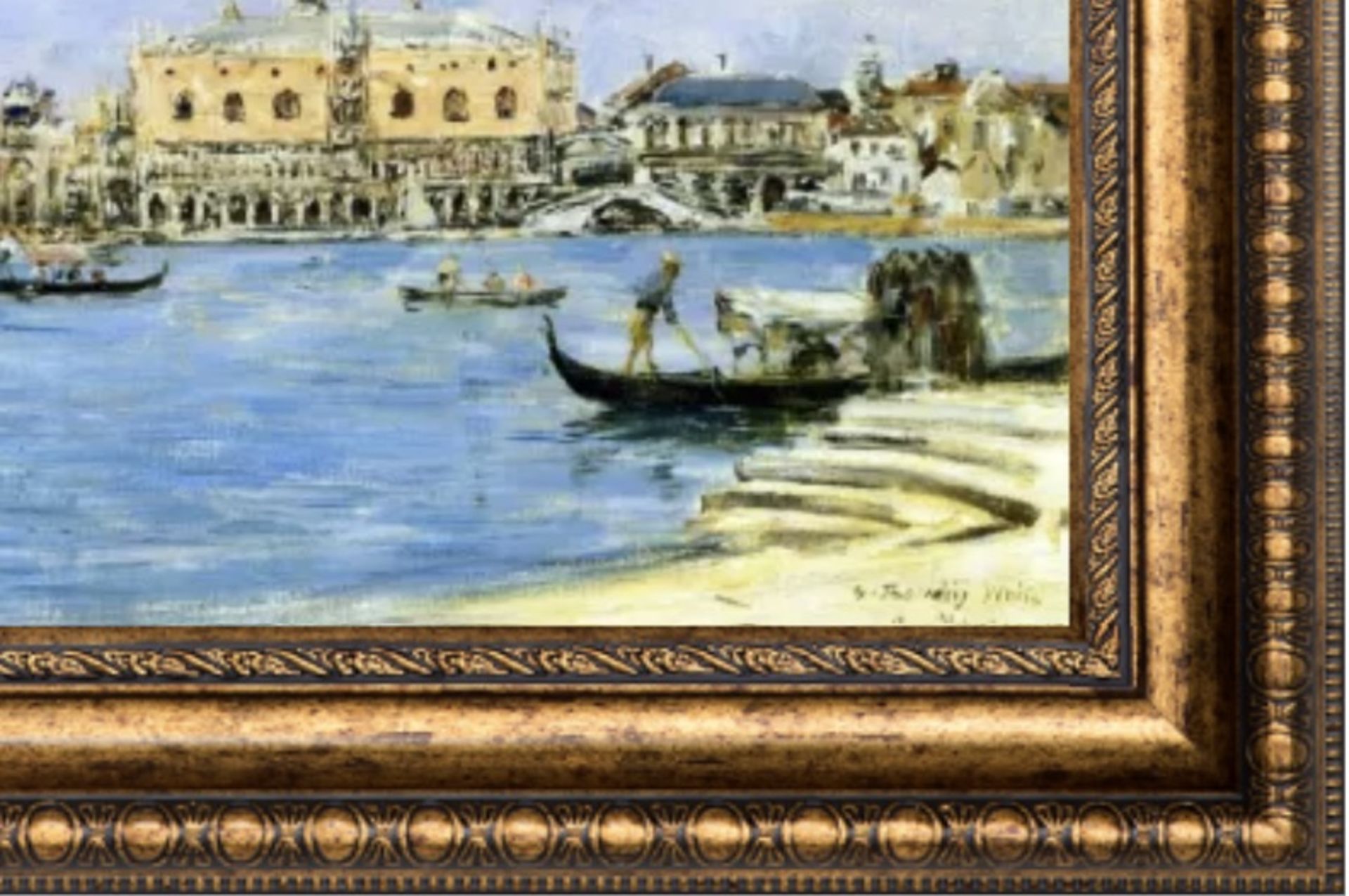 Eugene Galien Boudin "Venice, Ducal Palace and Piazzetta" Oil Painting - Image 2 of 5