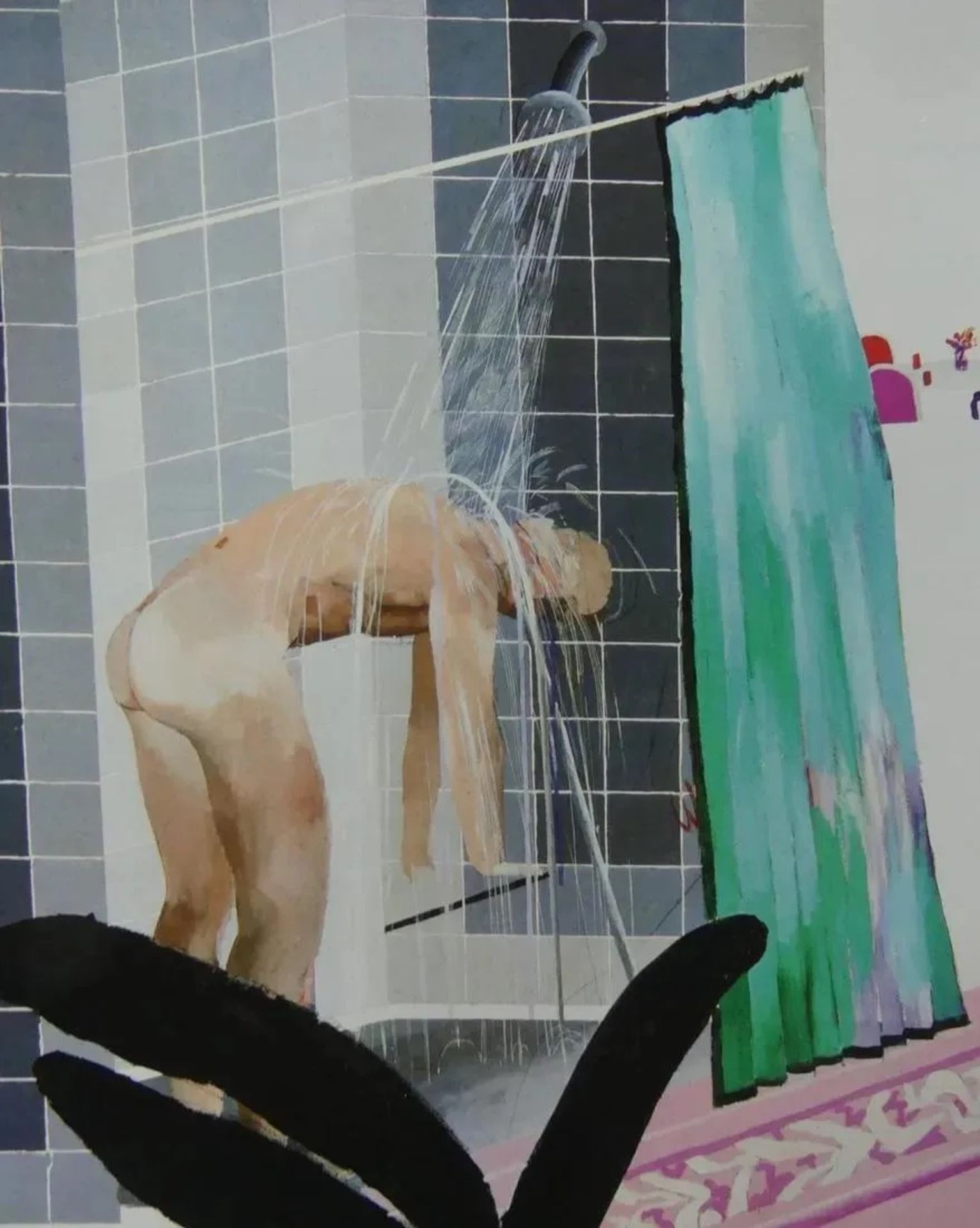 David Hockney "Man in Shower, Beverly Hills, 1964" Offset Lithograph - Bild 2 aus 2