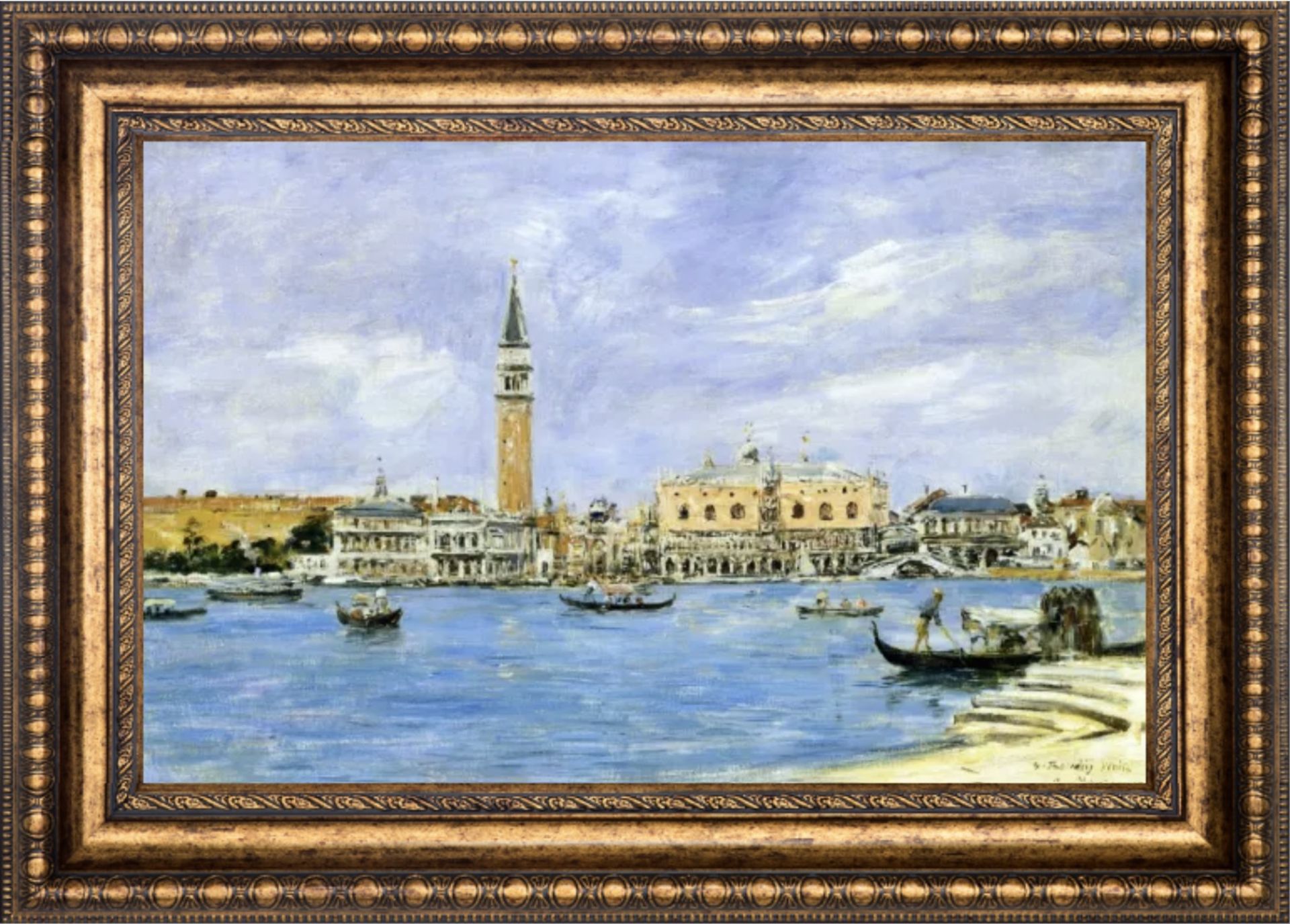 Eugene Galien Boudin "Venice, Ducal Palace and Piazzetta" Oil Painting