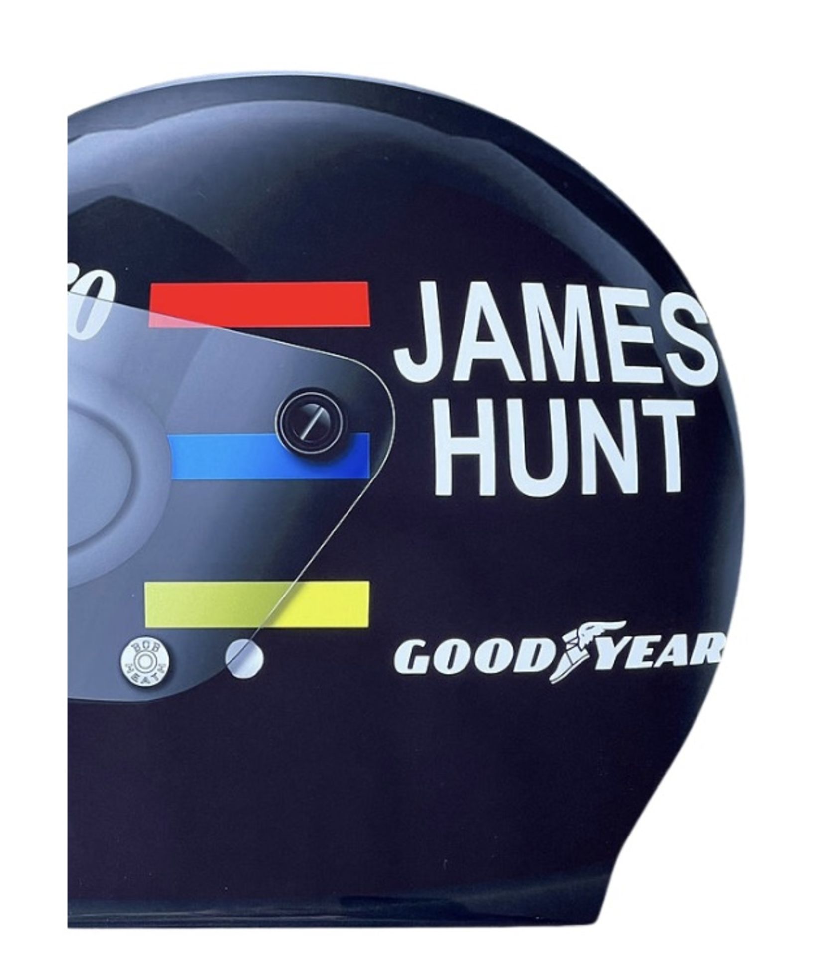 James Hunt F1 Helmet, Bell, Aluminum Wall Garage Display - Image 4 of 4