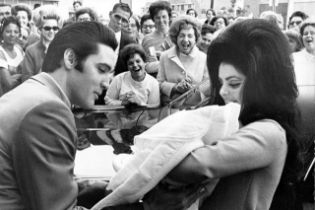 Elvis, Priscilla, and Lisa-Marie Presley "1968" Print