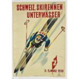 Schweiz Skirennen Unterwasser Ski Poster