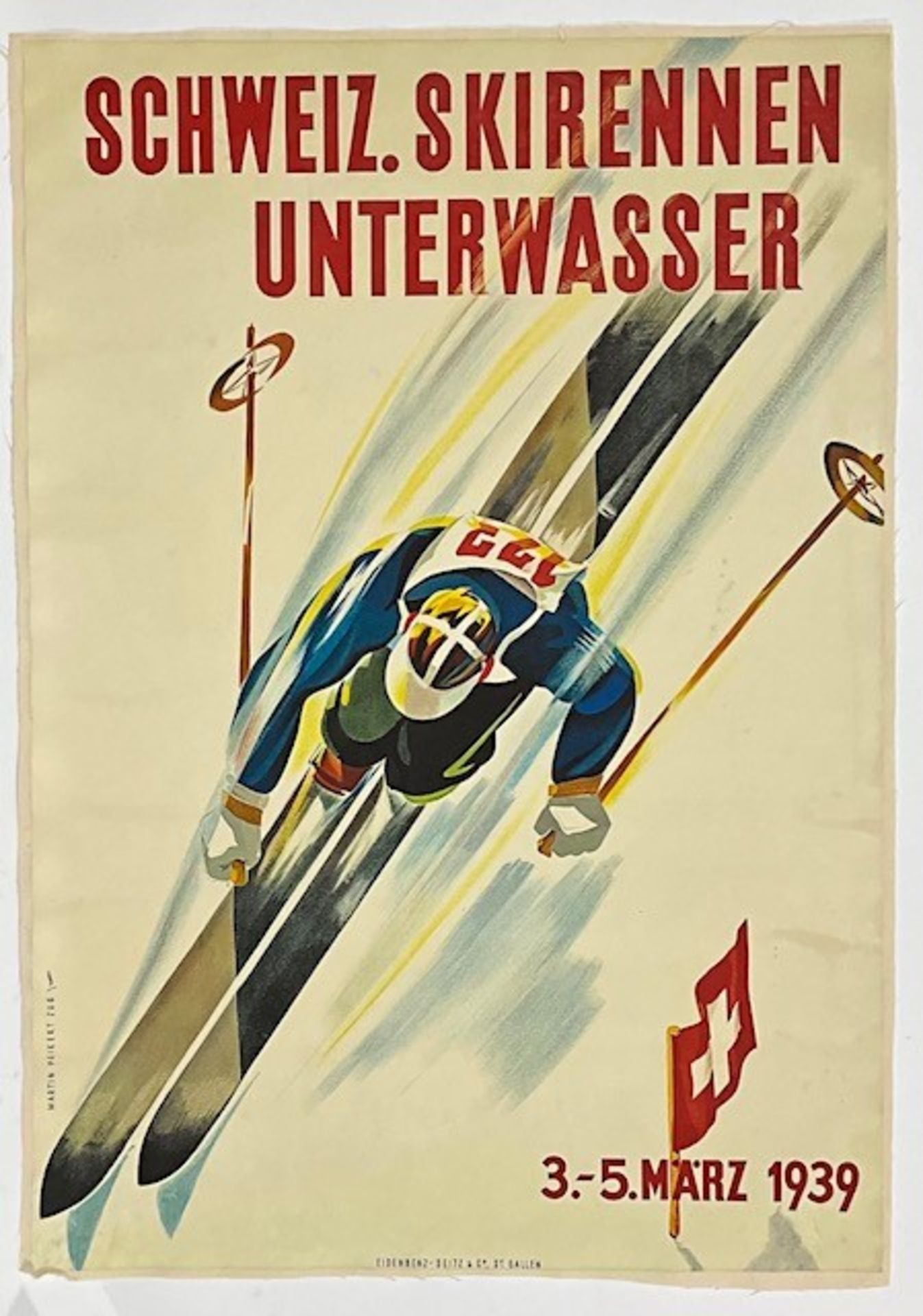 Schweiz Skirennen Unterwasser Ski Poster