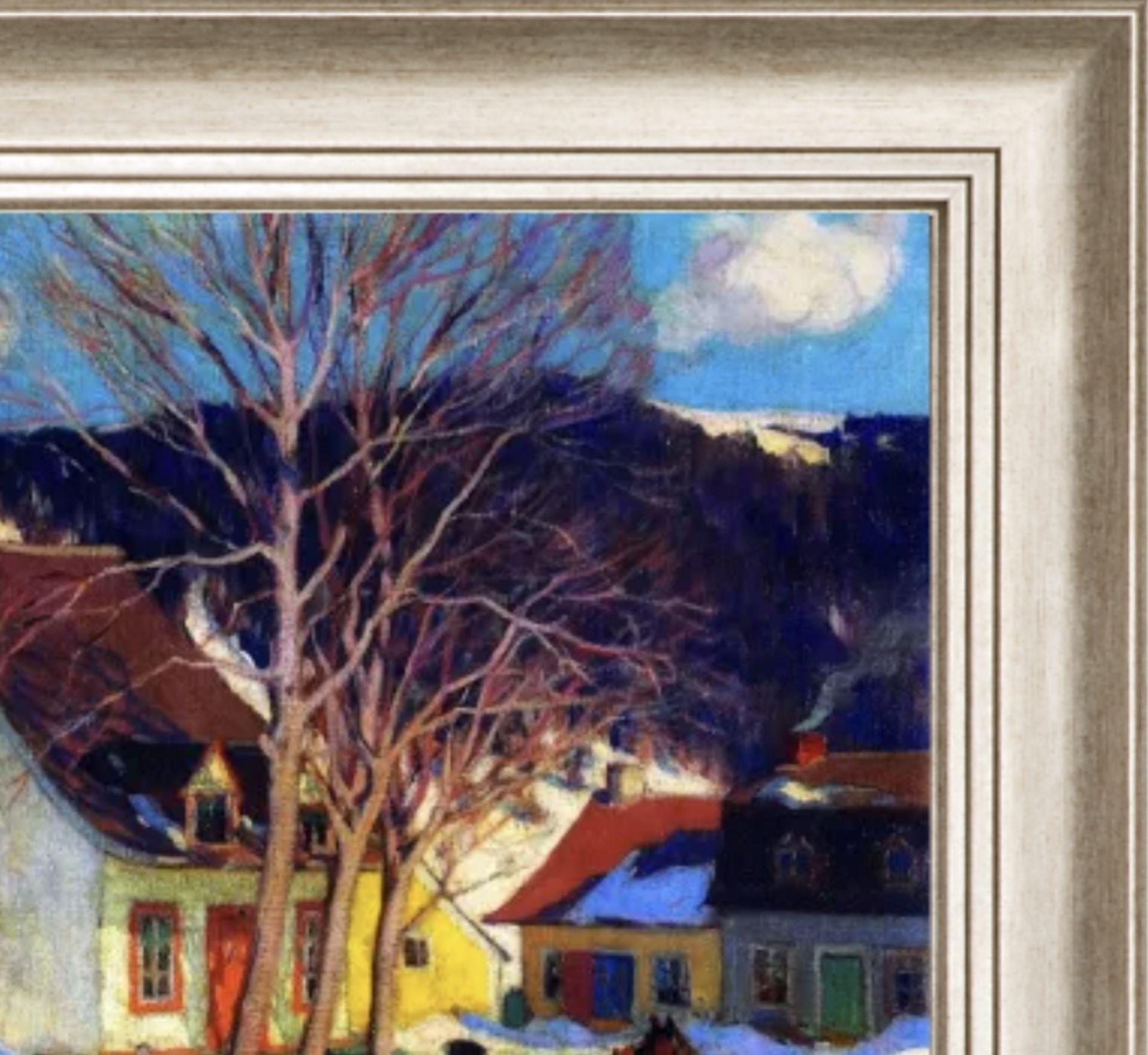 Clarence Gagnon "Quebec Village Street, Winter" Oil Painting - Bild 4 aus 5