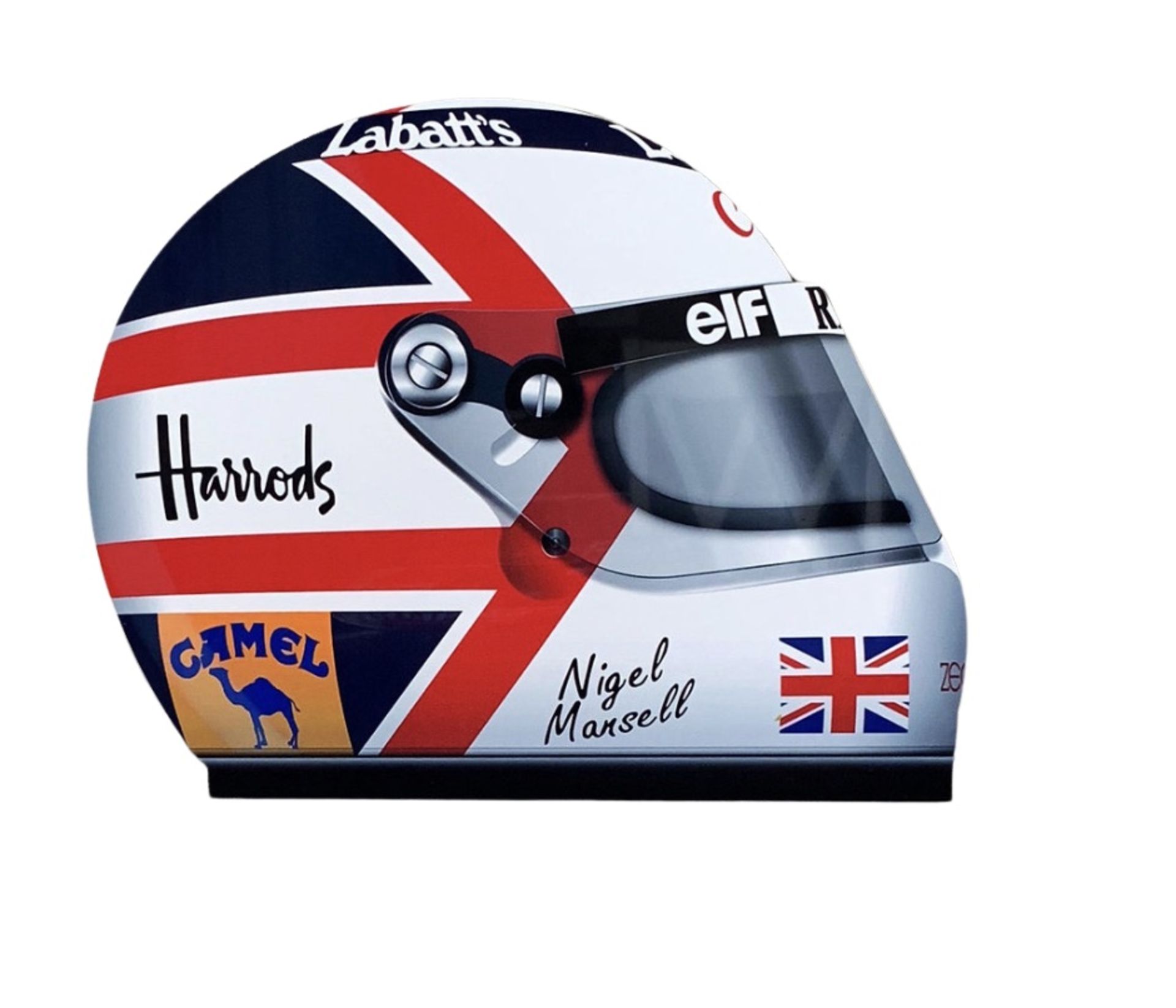 Nigel Mansell F1 Helmet Aluminum Garage Wall Display