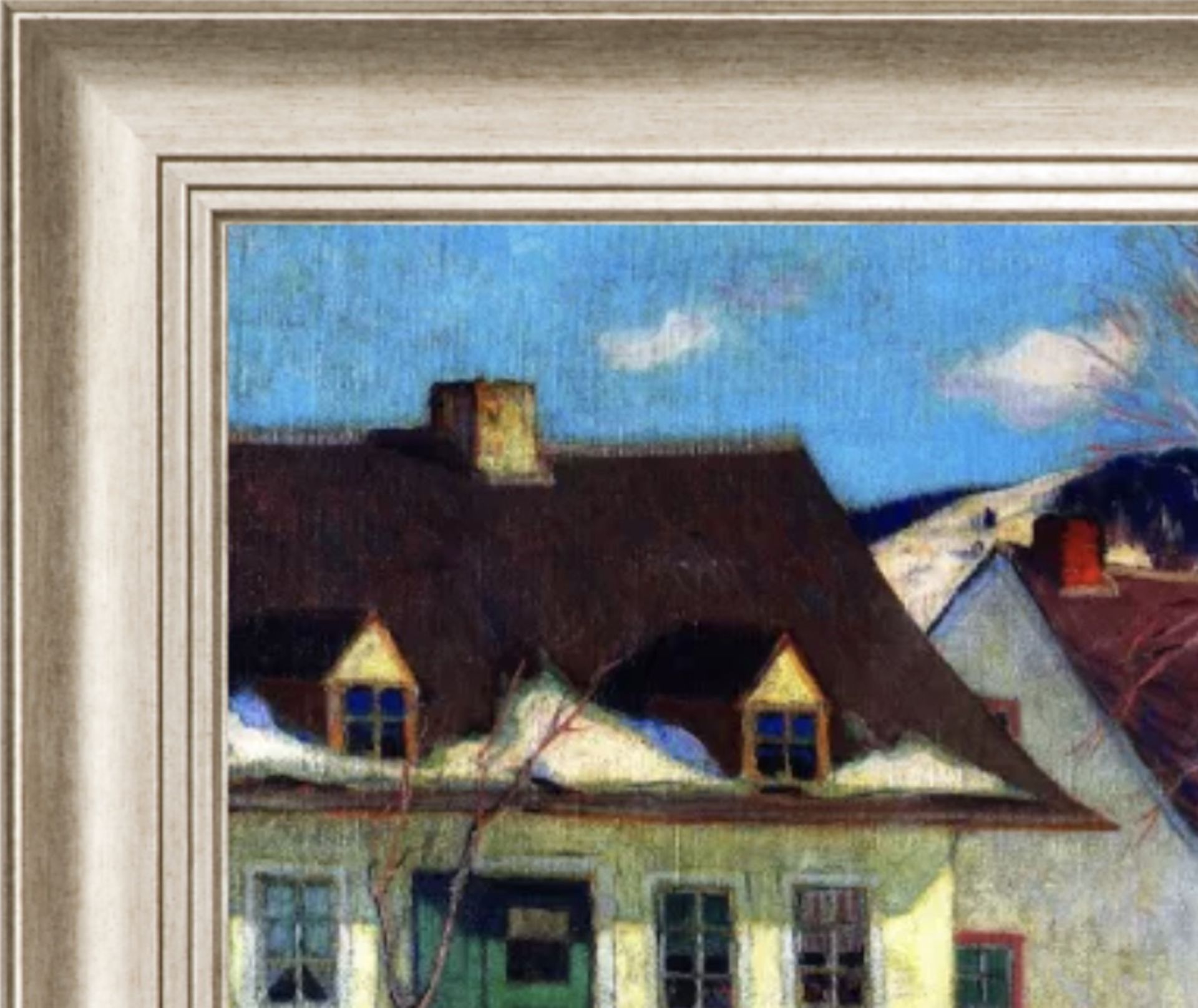 Clarence Gagnon "Quebec Village Street, Winter" Oil Painting - Bild 3 aus 5