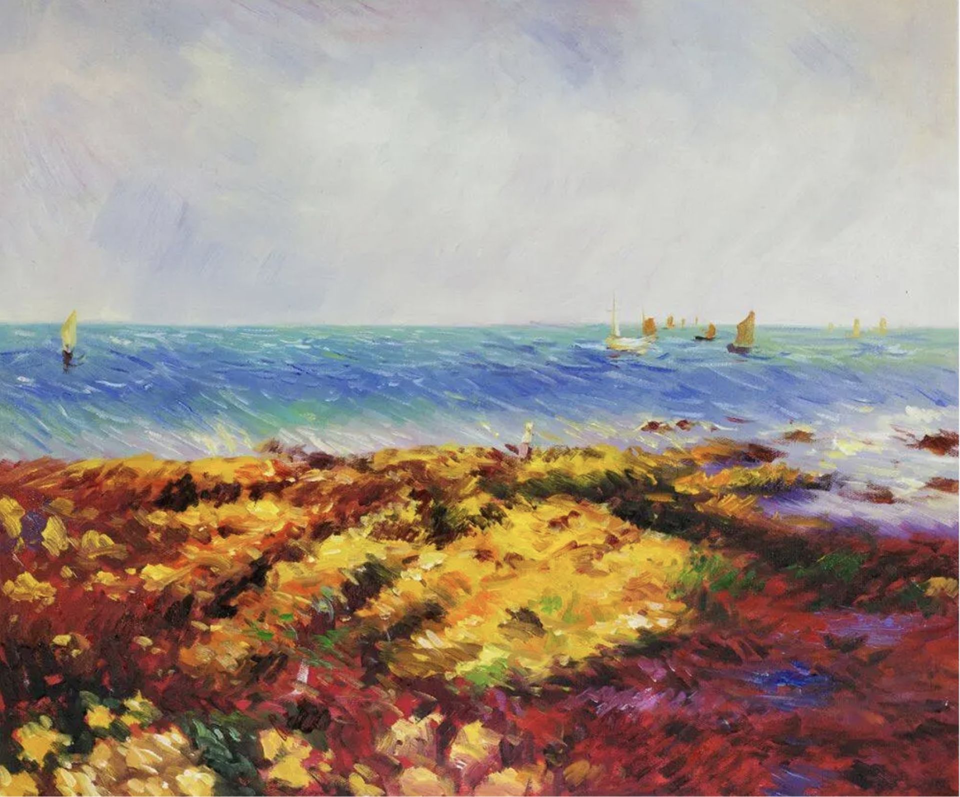 Pierre Auguste Renoir "Low Tide at Yport, 1872" Oil Painting