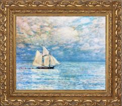 Frederick Childe Hassam "Sailing on Calm Seas, Gloucester Harbor" Oil Painting