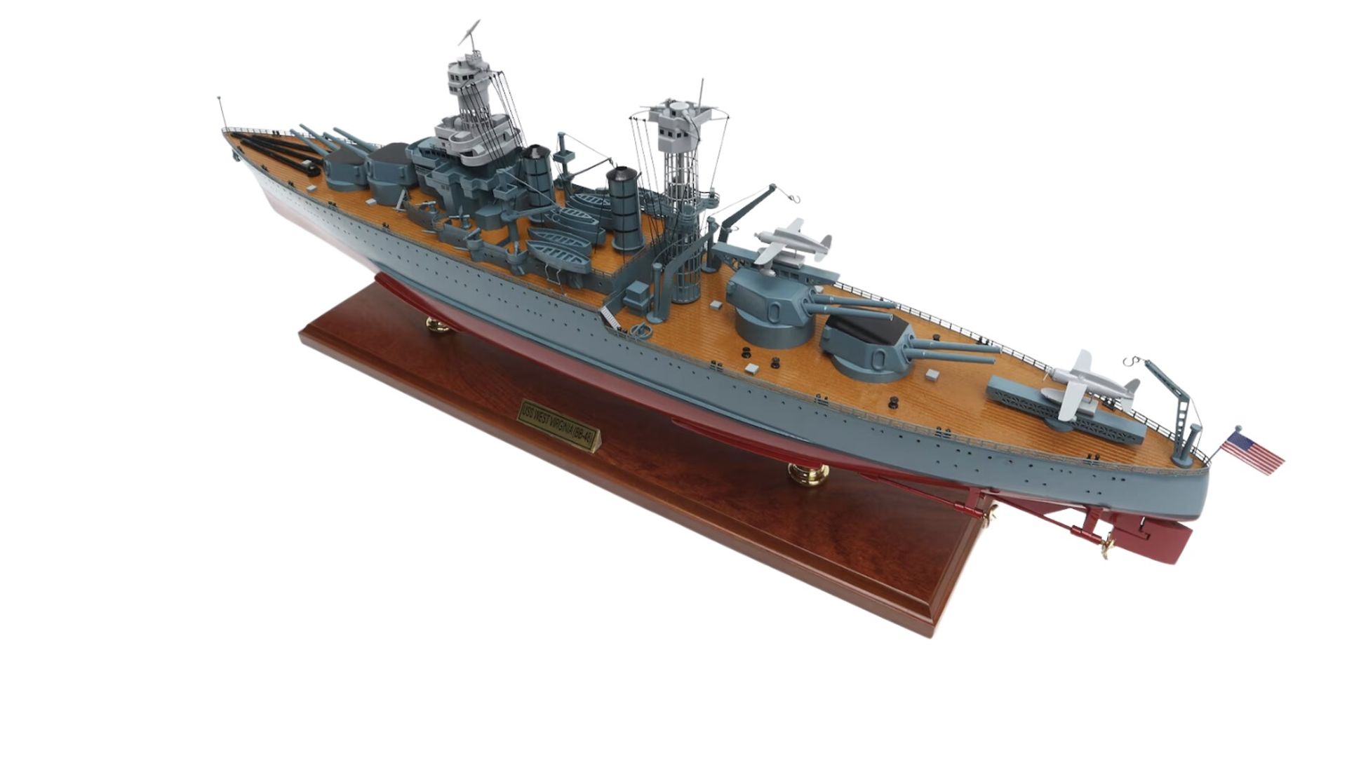 USS West Virginia BB48 Wooden Scale Desk Display Model