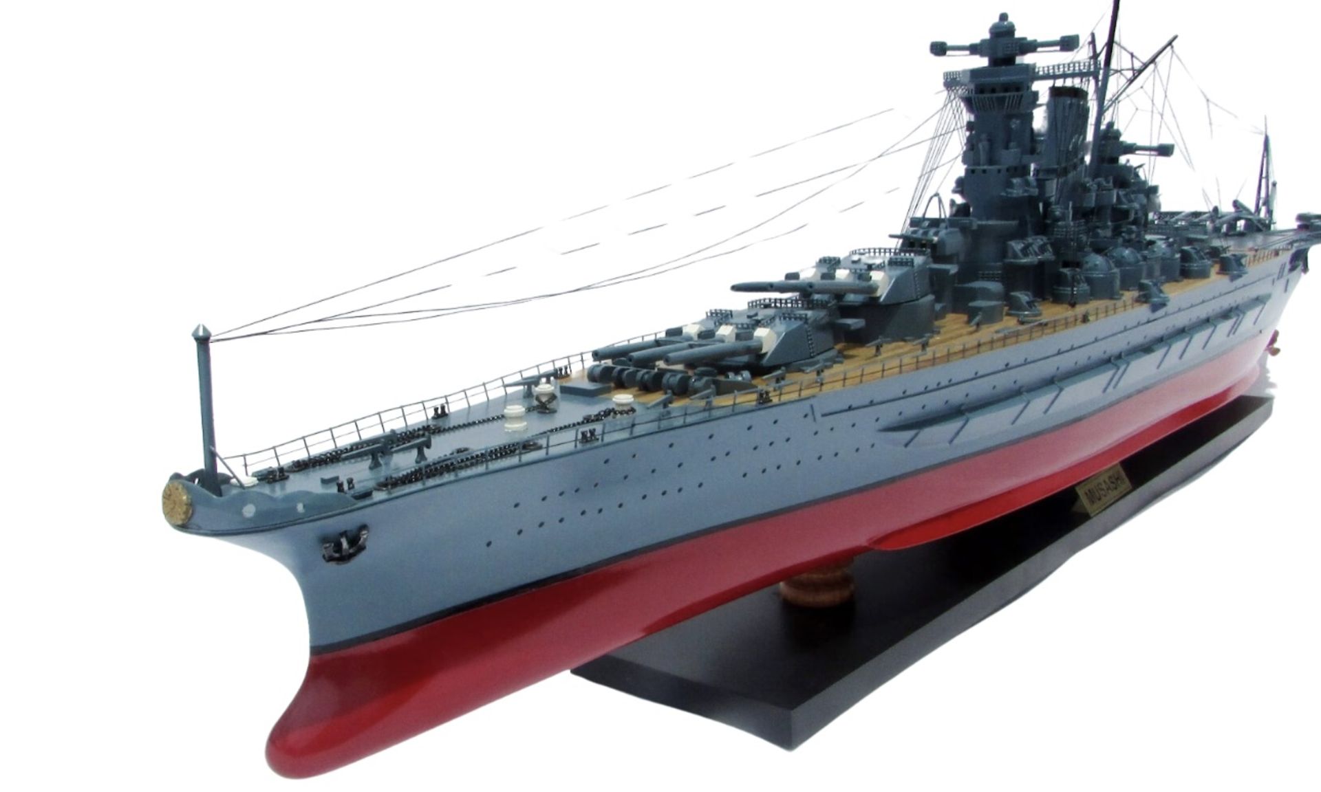 WWII Musashi Japanese Yamato Class Battleship Wooden Scale Desk Model Display - Bild 2 aus 5