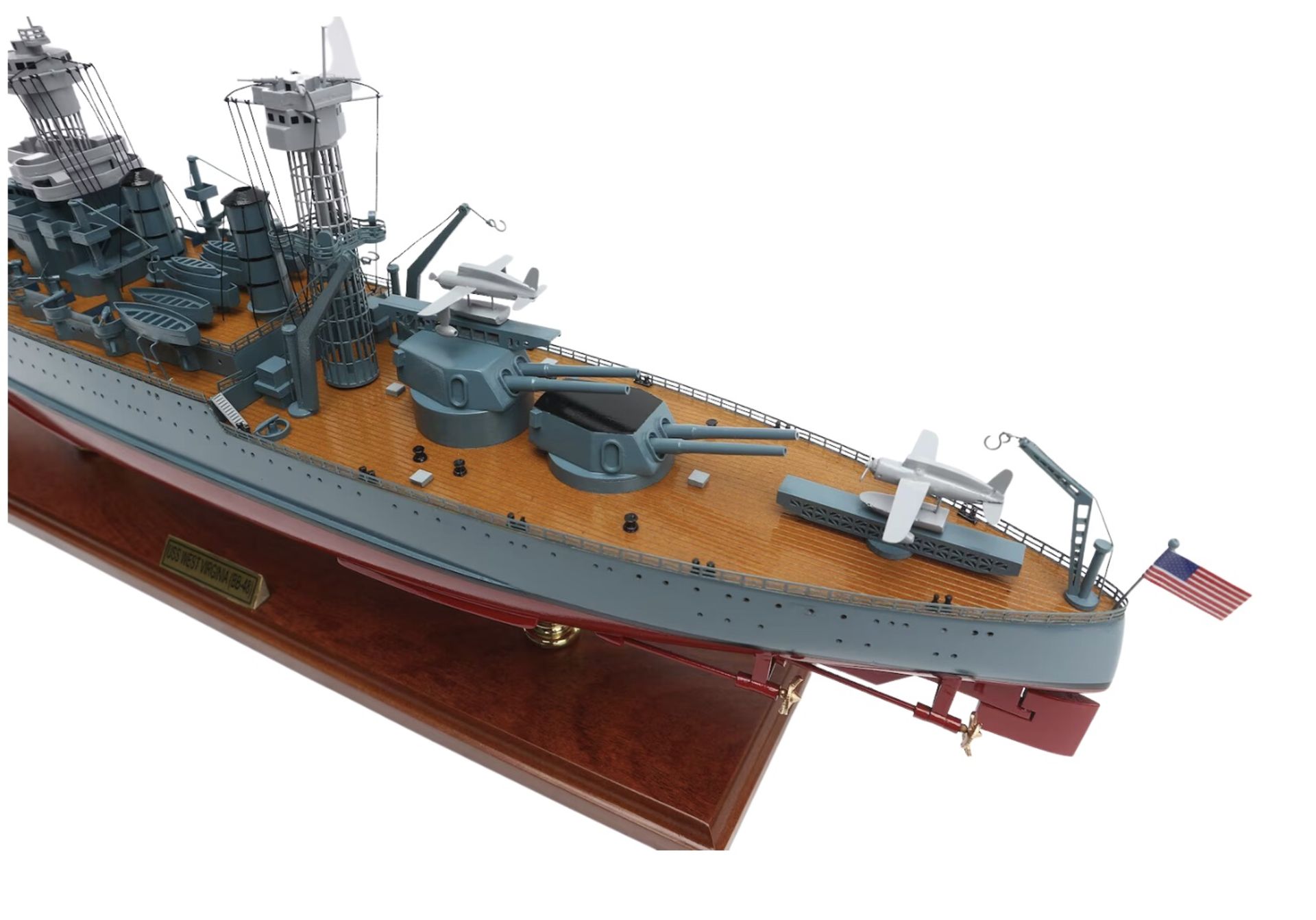 USS West Virginia BB48 Wooden Scale Desk Display Model - Image 4 of 7