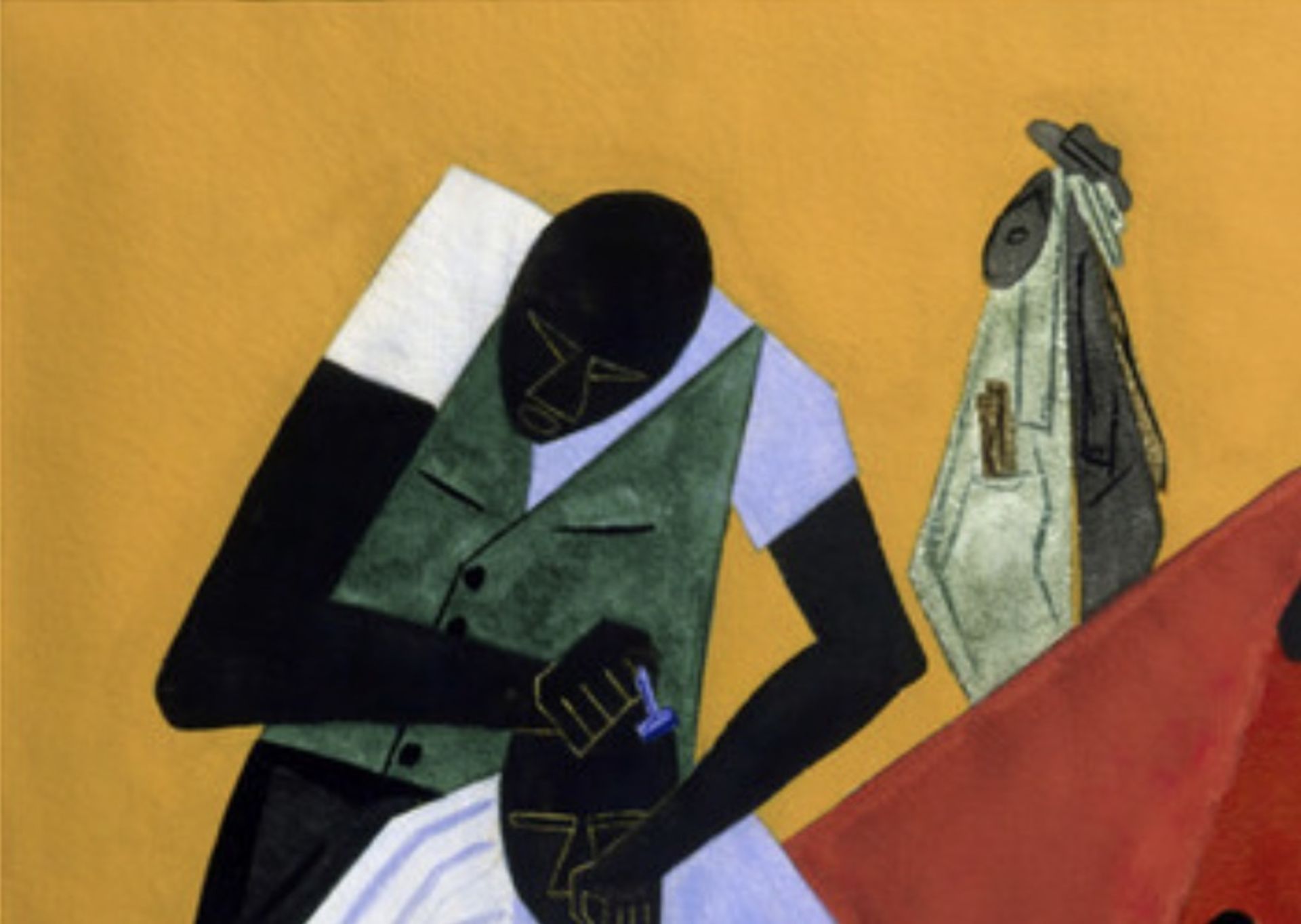Jacob Lawrence "Barber Shop" Offset Lithograph - Image 3 of 5