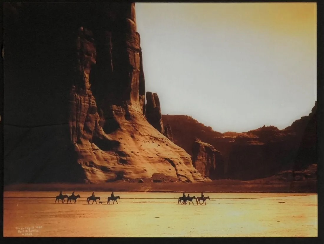 Edward Curtis Goldtone Glass Photograph (Canyon)