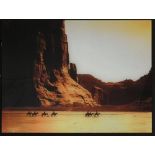 Edward Curtis Goldtone Glass Photograph (Canyon)