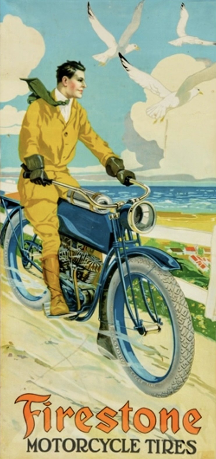 Firestone Motorcycle Tires Poster mounted to linen