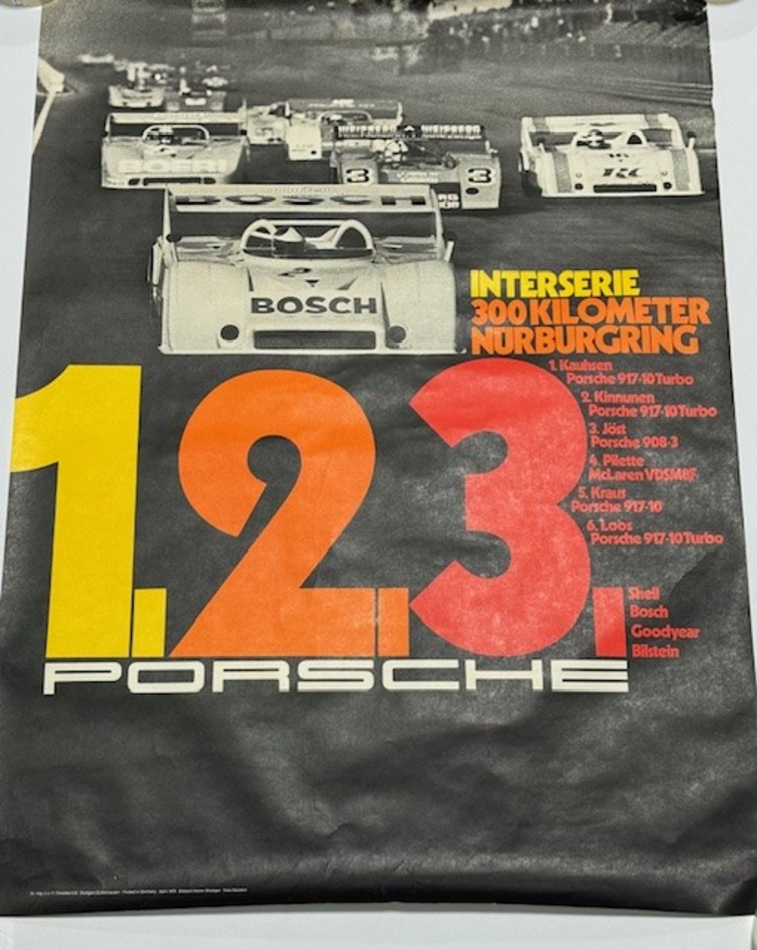 Porsche original 1973 123 lithograph poster