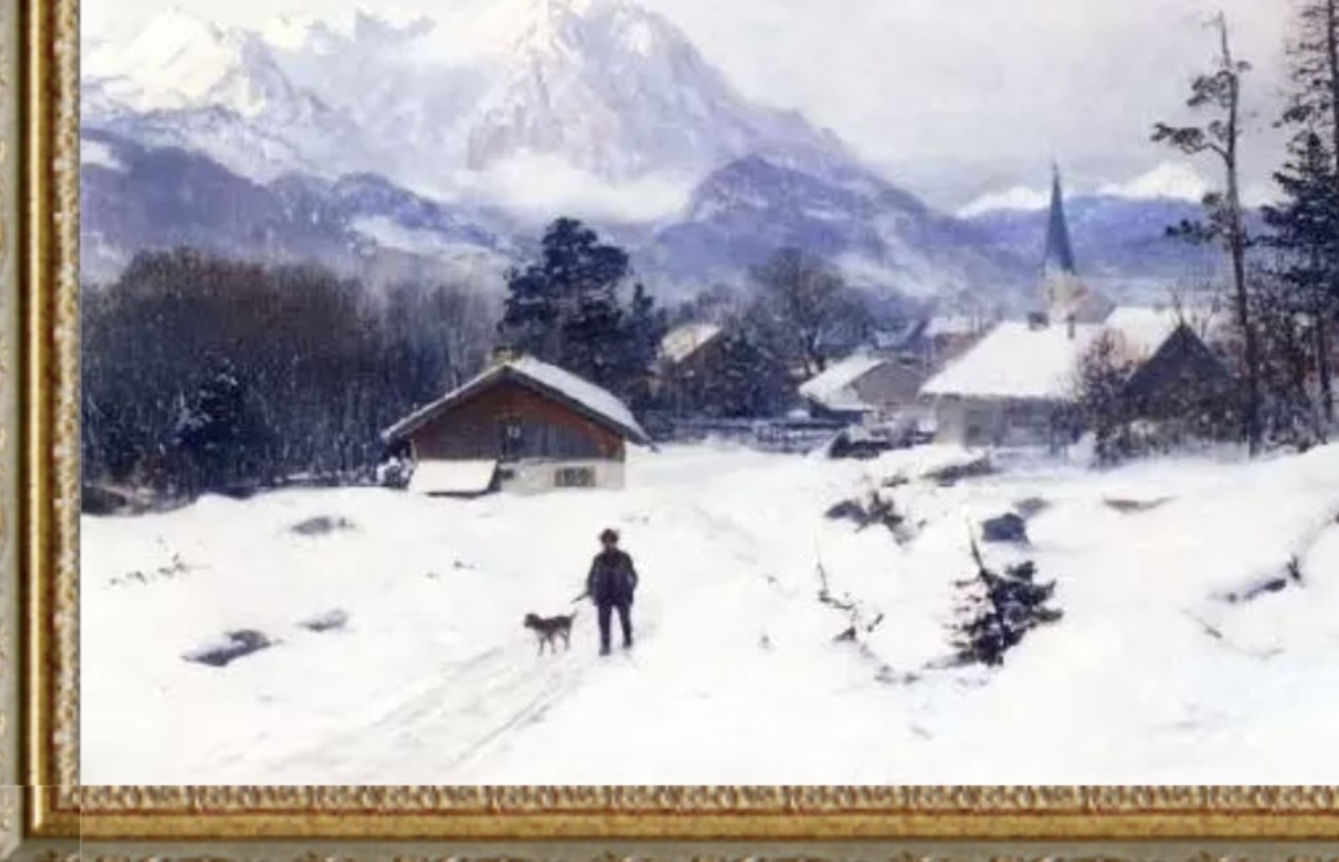 Anders Anderson Lundby "Hunter in a Winter Landscape" Oil Painting, After - Bild 5 aus 5