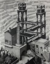 M.C. Escher - Waterfall, Offset Lithograph on Paper