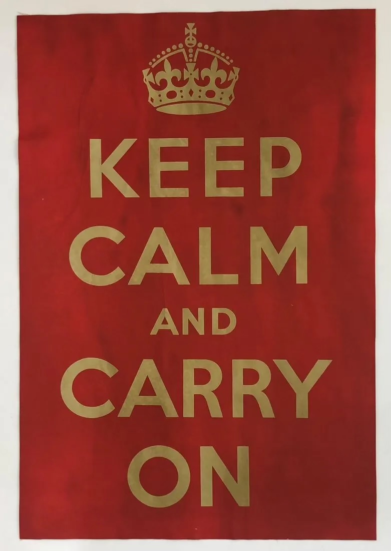 Keep Calm and Carry On Vtg Lithograph on Linen