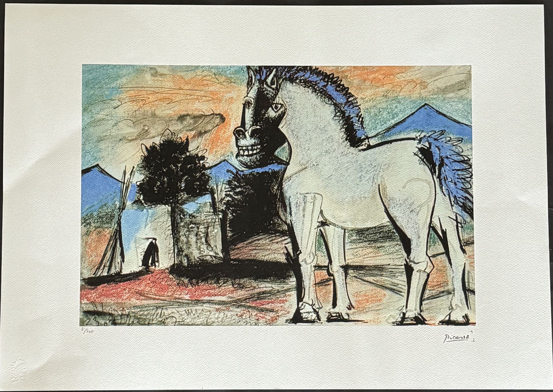 Pablo Picasso horse offset lithograph plate signed hand numbered