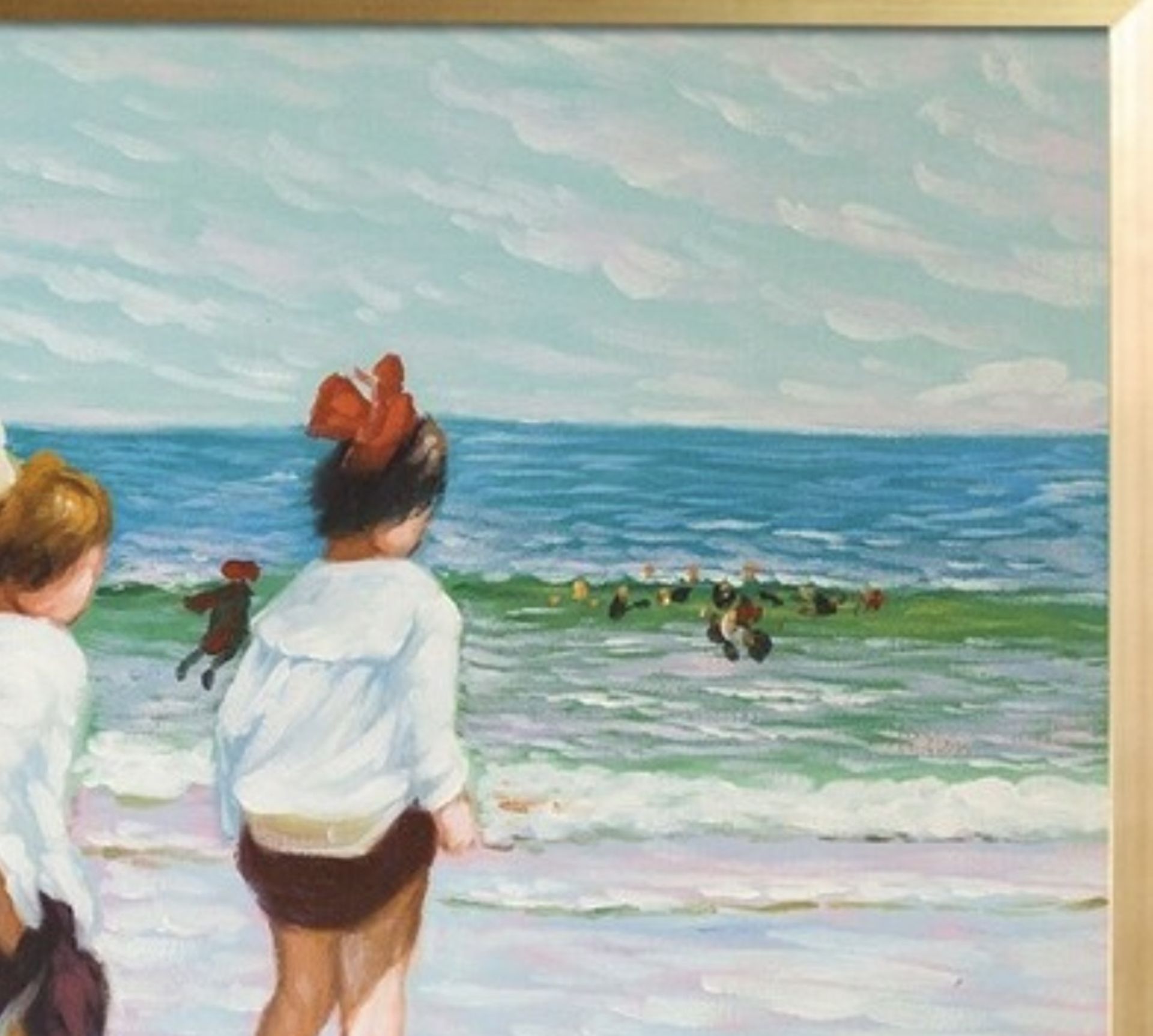 Edward Henry Potthast "Summer Day, Brighton Beach" Oil Painting, After - Bild 4 aus 6