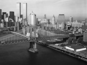 Twin Towers, Manhattan Bridge, New York City Photo Print