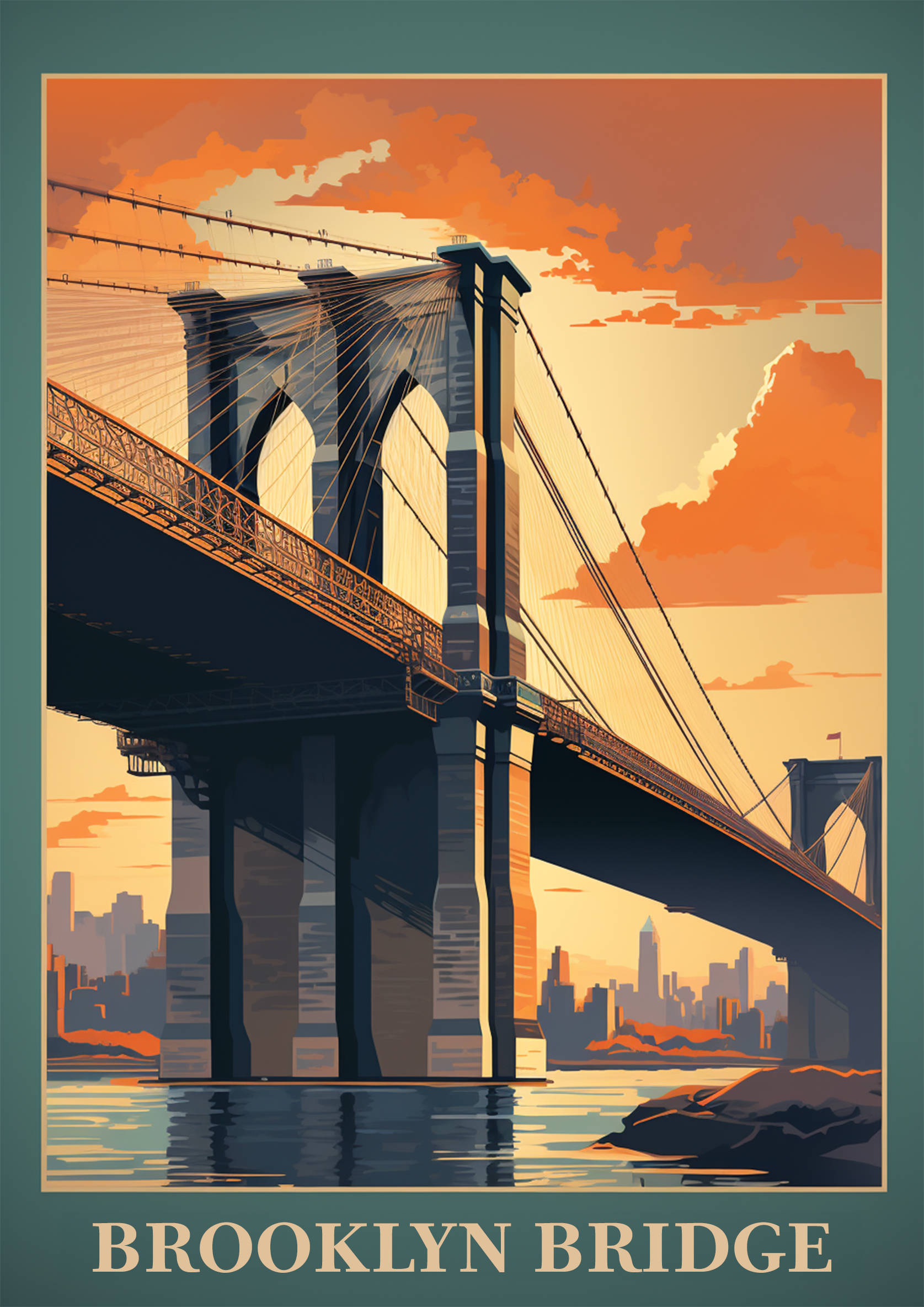 New York, Brooklyn Bridge Travel Poster