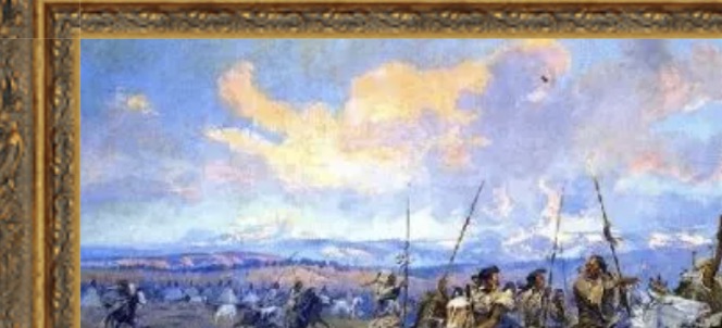Charles Marion Russell "Lewis and Clark Meeting Indians at Ross' Hole, 1912" Oil Painting, After - Image 2 of 5