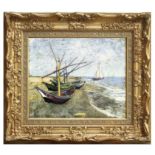 Vincent Van Gogh "Fishing Boats" Oil Painting, After