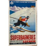 Gaston Gorde Superbagneres Ski Poster