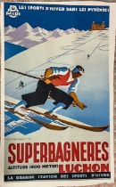 Gaston Gorde Superbagneres Ski Poster