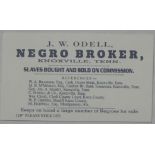 J.W Odell Negro Broker business card